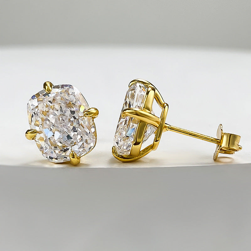 Balls Sier Gold-plated High Carbon Rhinestone Ear Earrings