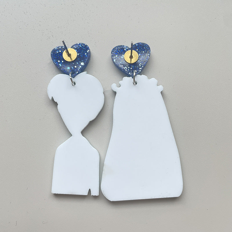 Spiritual Love Creative Acrylic Asymmetric Eardrops Earrings