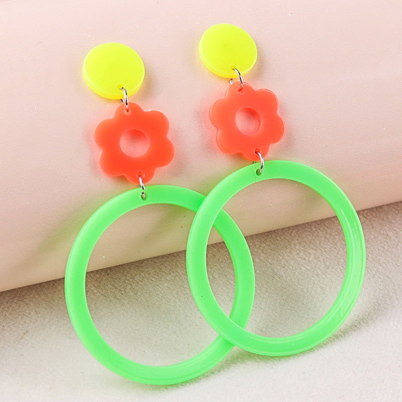 Women's Simple Geometric Round Acrylic Contrast Color Exaggerated Earrings