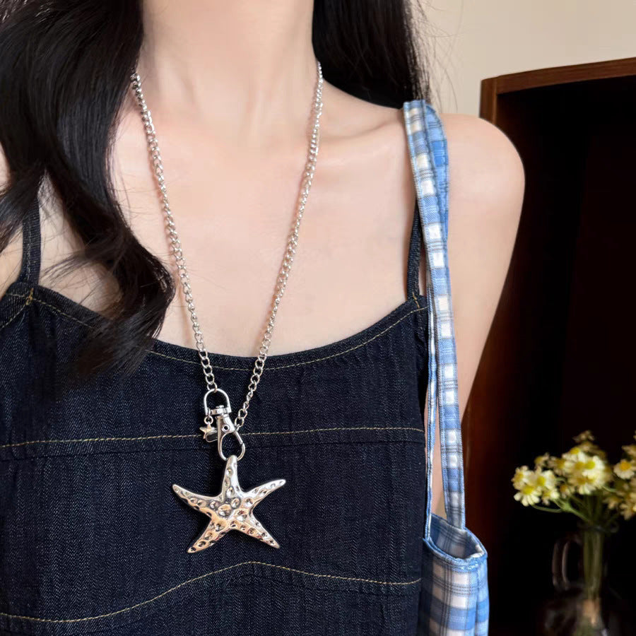 Design Sweet Cool Cold Five-pointed Star Niche Long Sweater Necklace