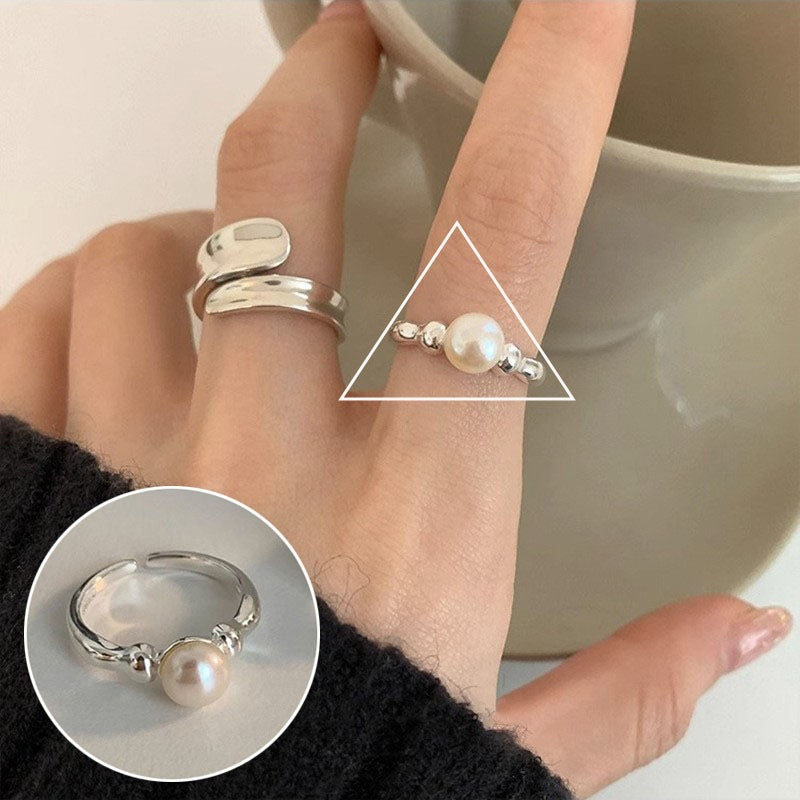 Dignified Geometric Lines Winding Sier Opening Rings