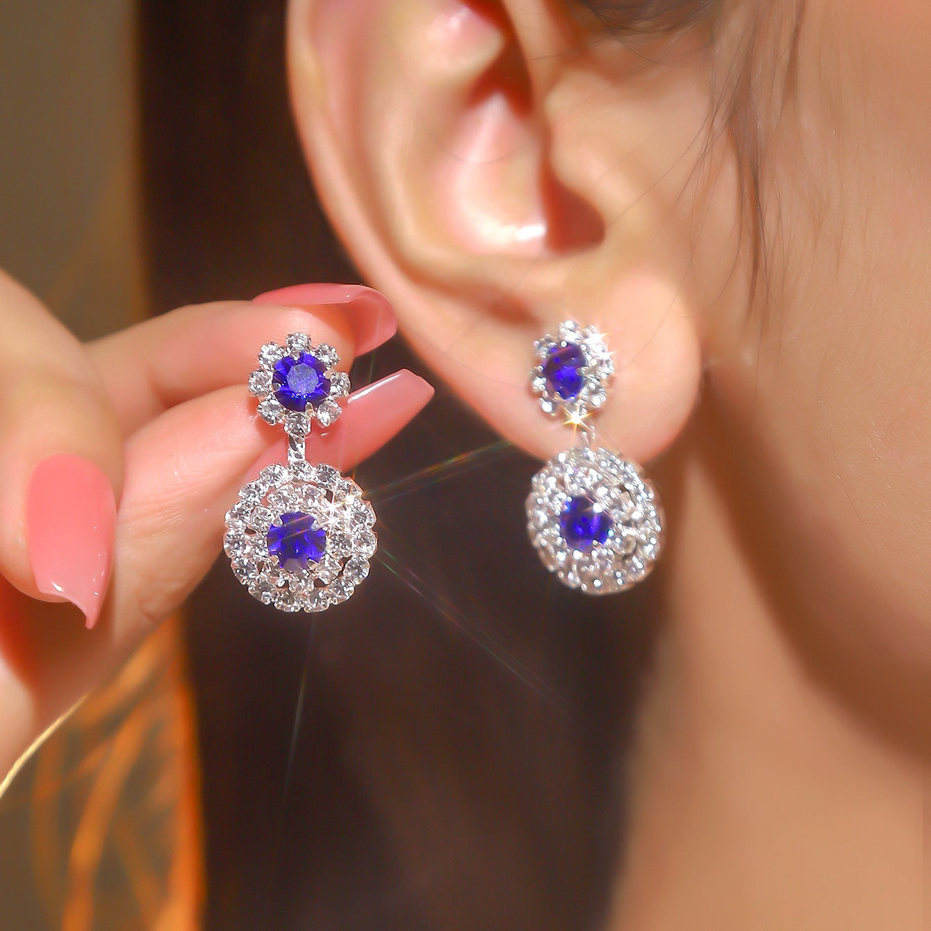 Rhinestone Snowflake Affordable Luxury Style Fashion Earrings