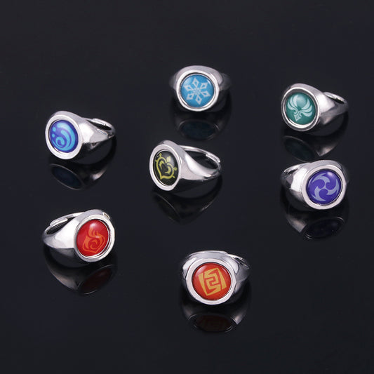 Women's & Men's Glass Moon Thunder Ice Water Fire Rings