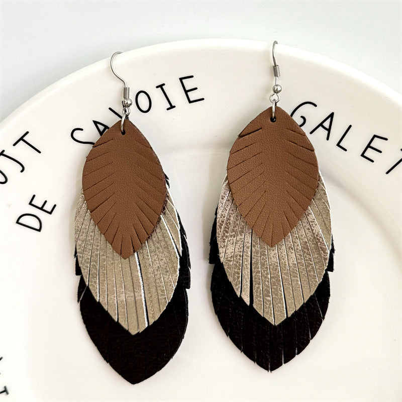 Tassel Personality Creative Exaggerating Snakeskin Pattern Earrings