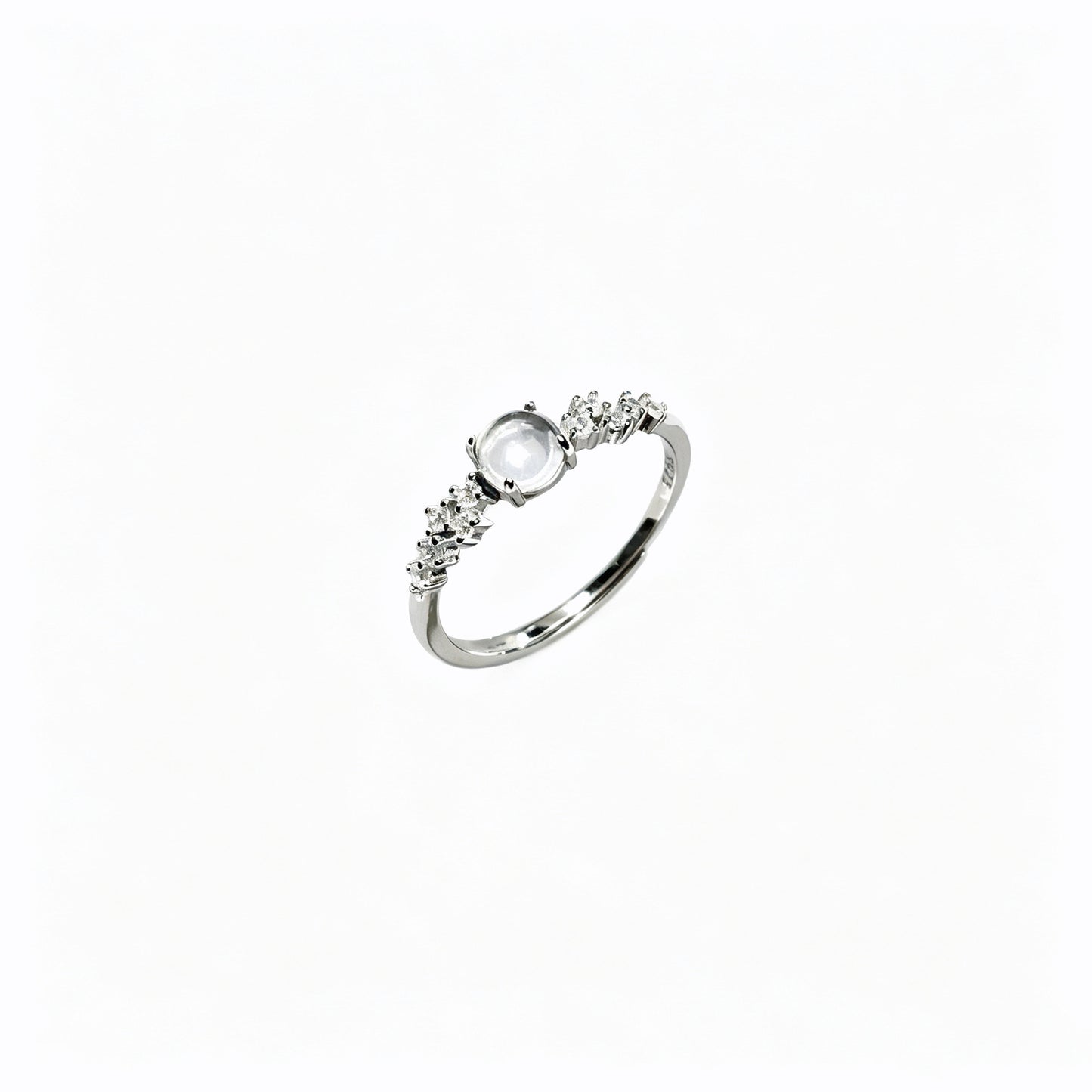 Egg Surface Full Diamond Chinese Style Inlaid Natural Jade Elegant Rings