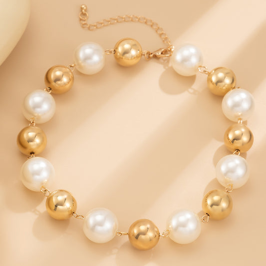 Luxury Style Imitation Pearl Big Round Bead Necklaces