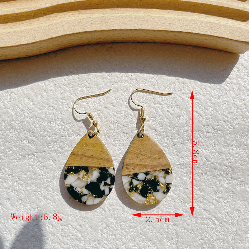 Women's Resin Stitching Niche High-grade Gold Foil Earrings