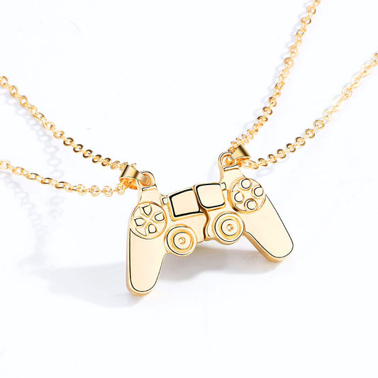 Women's & Men's Coffee Game Machine Handle Couple Pair Of Magnet Necklaces