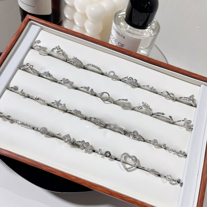 Zircon Bow Opening Adjustable Personality Minimalist Rings