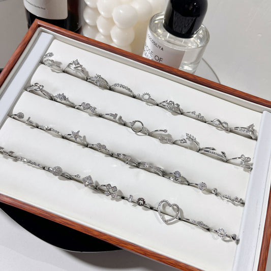 Zircon Bow Opening Adjustable Personality Minimalist Rings