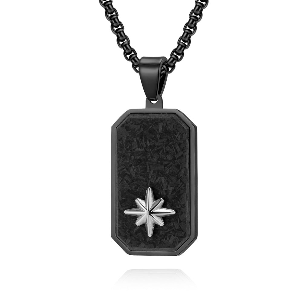 Men's Forged Marbled Carbon Fiber Dog Tag Pendants