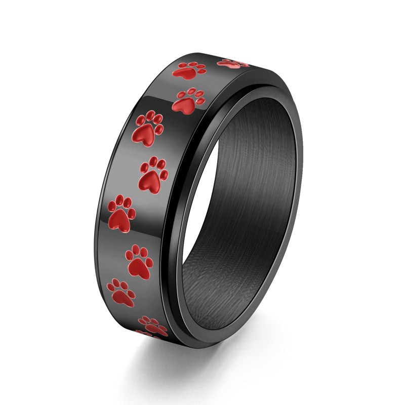 Men's Steel Punk Dog Paw Can Be Rotatable Rings