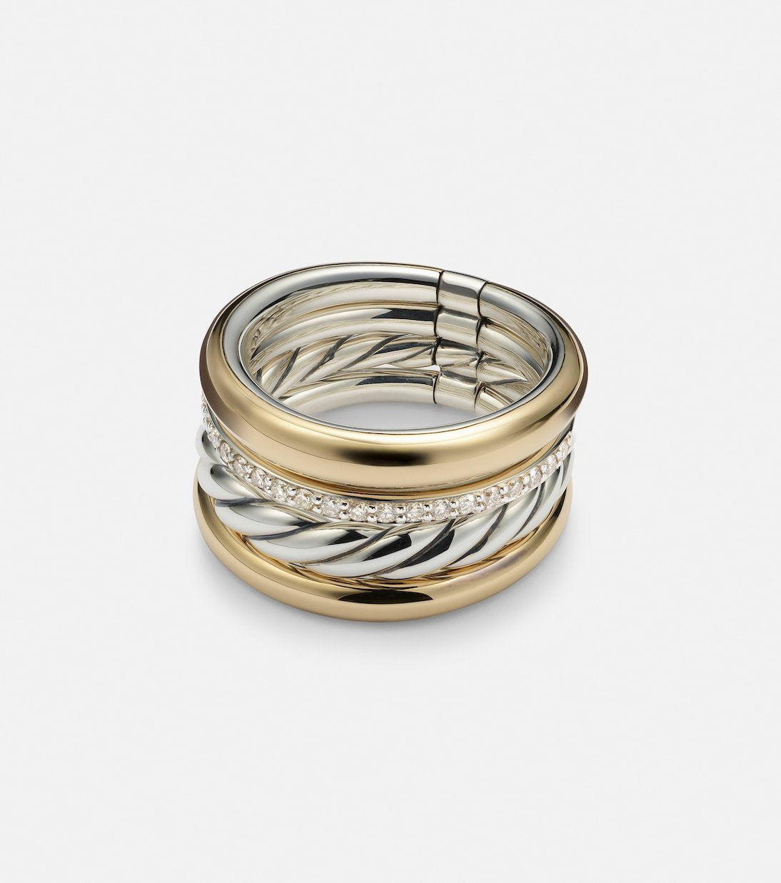 Sier Color Matching Stacked Zircon Twist Geometric Width Rings