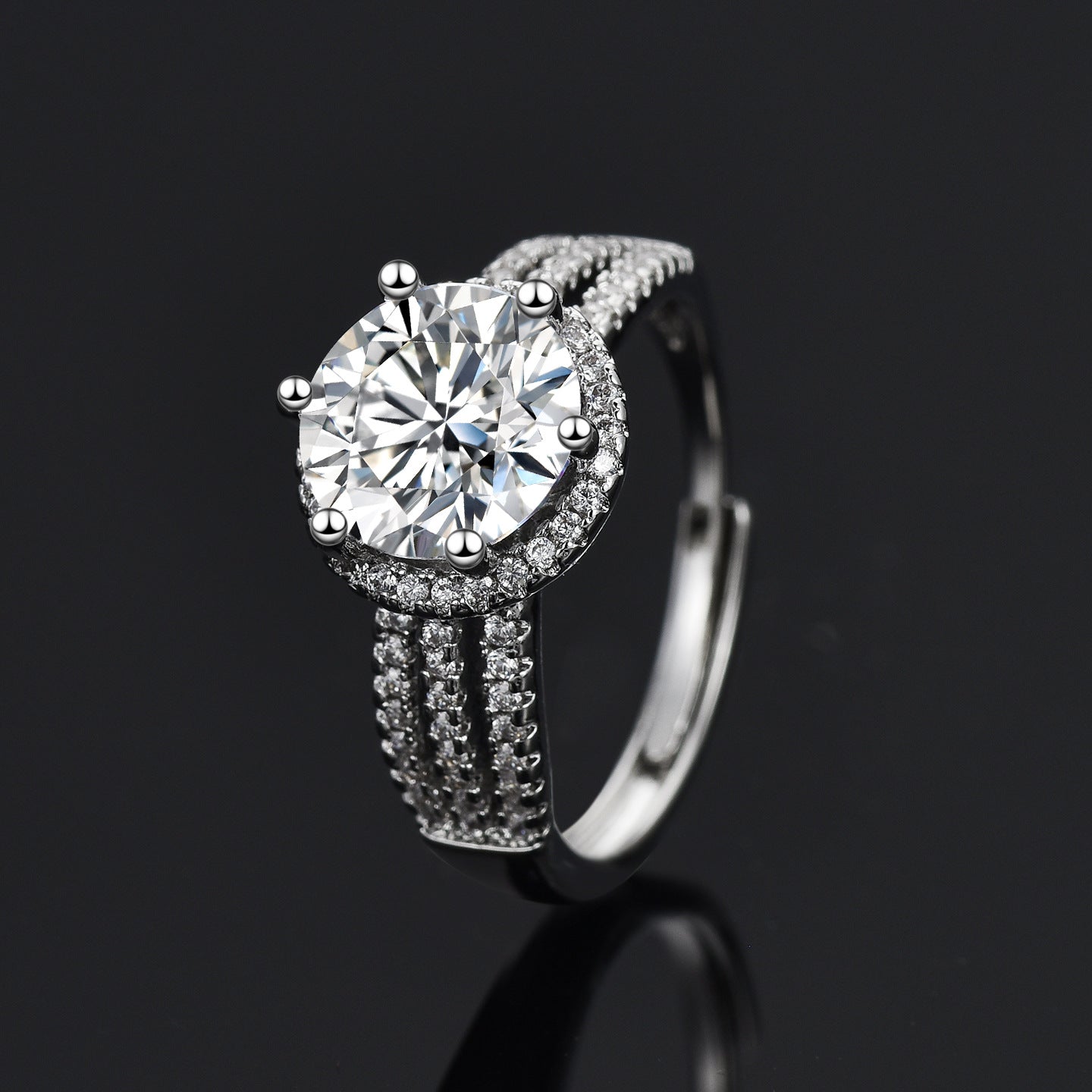 Women's Live Broadcast Karat Group Inlaid Zircon Ring