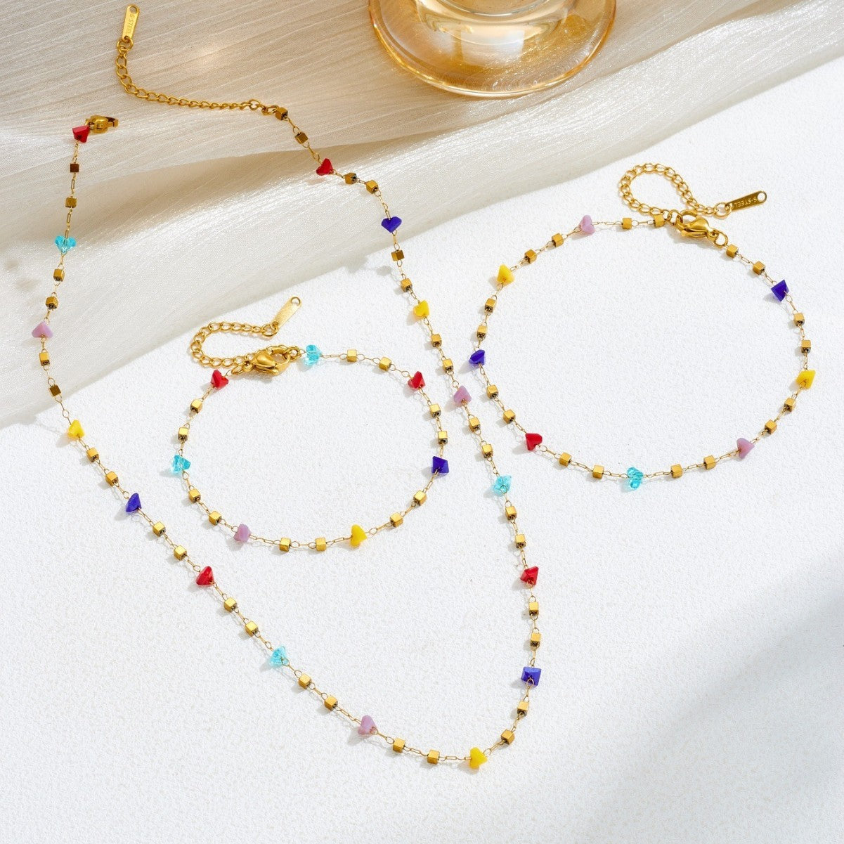 Women's High-grade Stainless Steel Inlaid Zircon Square Necklaces