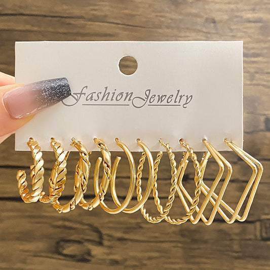 Frosted Gold Beating Twist Shaped Love Square Diamond Earrings