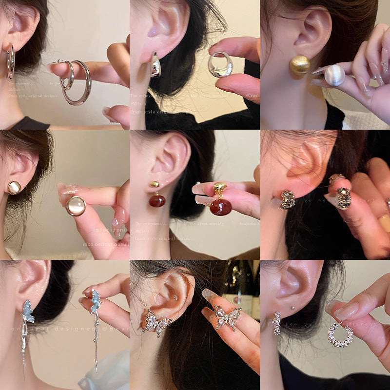 Women's Sier Needle Light Luxury Minority Pearl For Graceful Stud Earrings