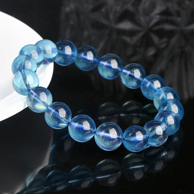 Natural Aquamarine Collection Grade Brazil Devil Blue Classic Round Bracelets