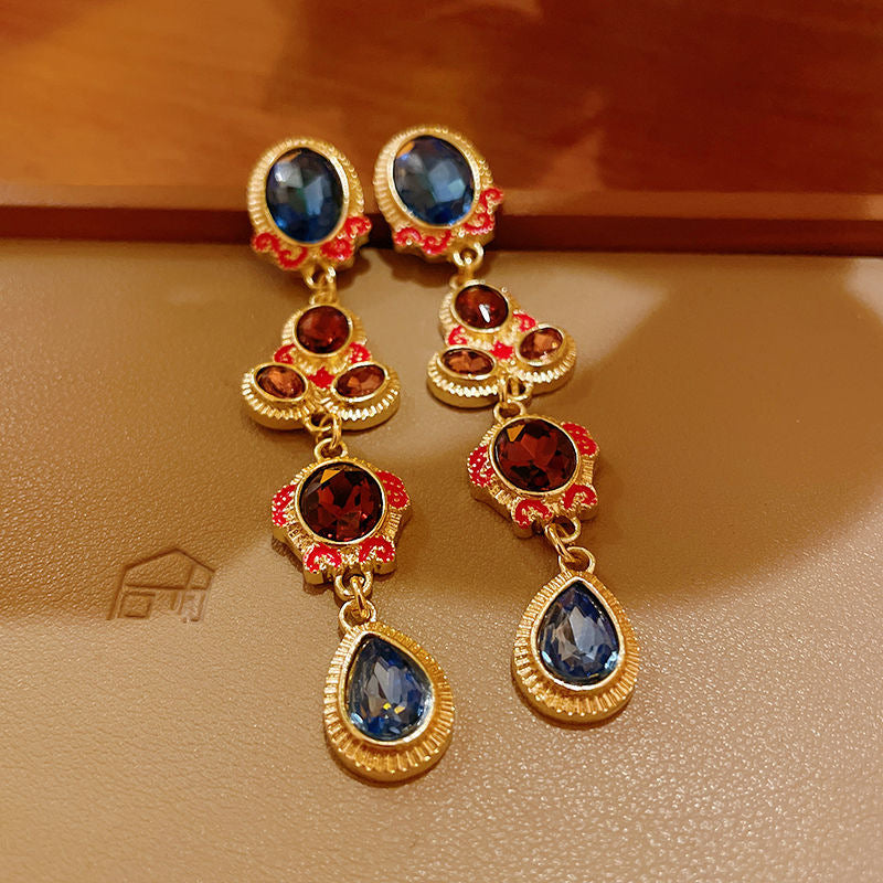 Women's Colorful Oval Palace Style Retro High-grade Necklaces