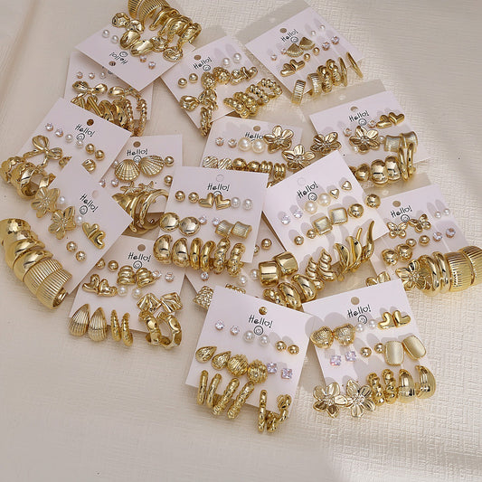 Pairs Storage Combination Versatile Geometric Frosty Earrings