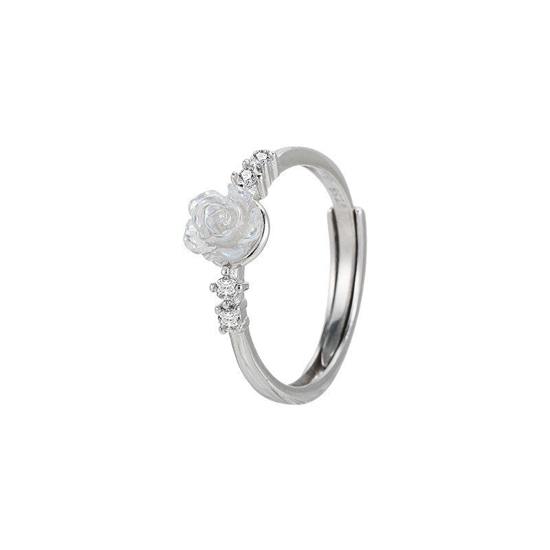 Camellia High Sense Refined Rhinestone Colorful Rings