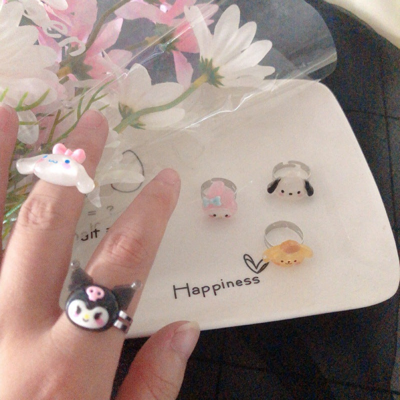 Dog Clow Cute Resin Couple Soft Rings