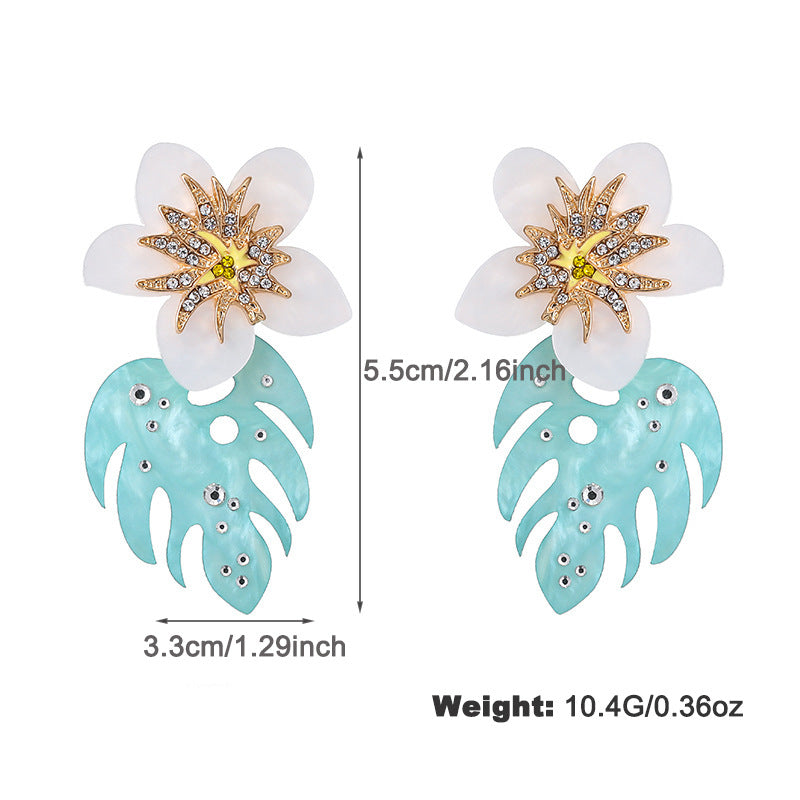 Acrylic Flower Alloy Spot Drill Fashion Earrings