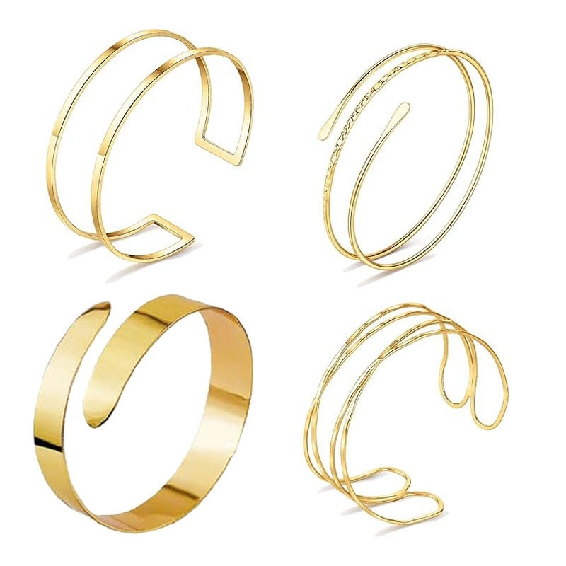 Women's Open Armband Gold Sier Personality Flattening Bracelet