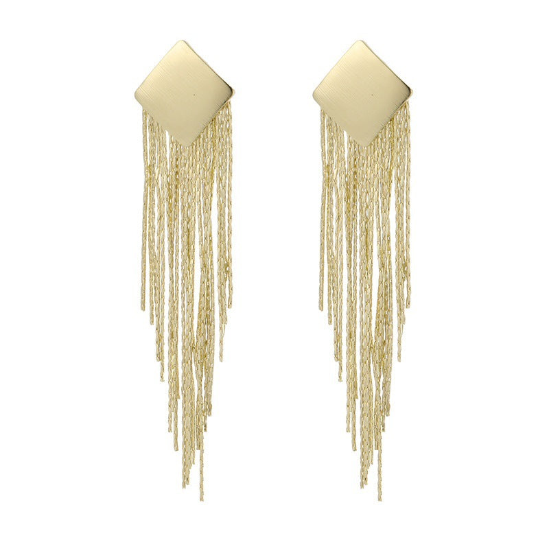 Needle High-grade Metal Tassel Female Temperament Long Earrings