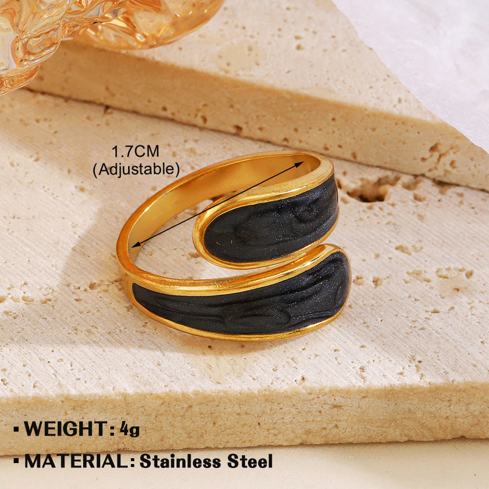Women's Popular Stainless Steel Drip Open Personalized Hip Hop Real Rings