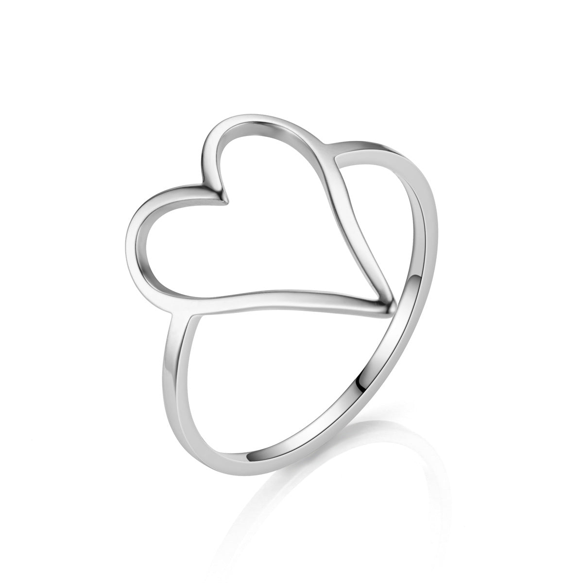 Steel Heart-shaped Female Simple Niche Couple Rings