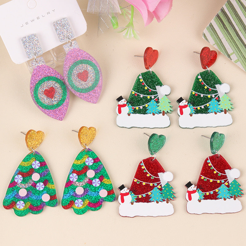 Love Colorful Tree Acrylic Simple Personality Earrings