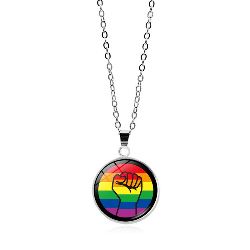 Rainbow Striped Love Female Versatile Gay Necklaces