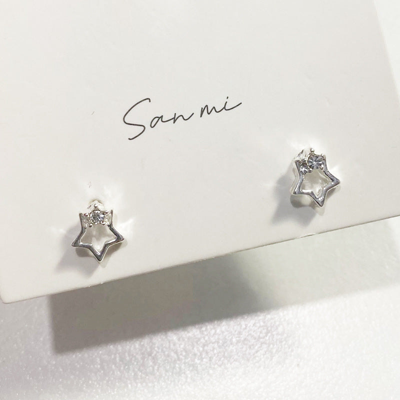Fresh Plain Sier Plated Bow Female Small Simple Stud Earrings