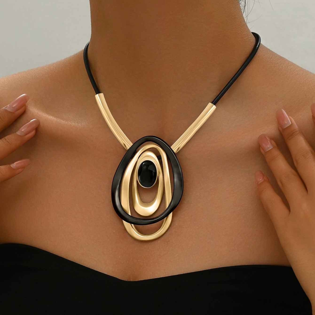 Round Cross Stitching Three-dimensional Oval Clavicle Pendants