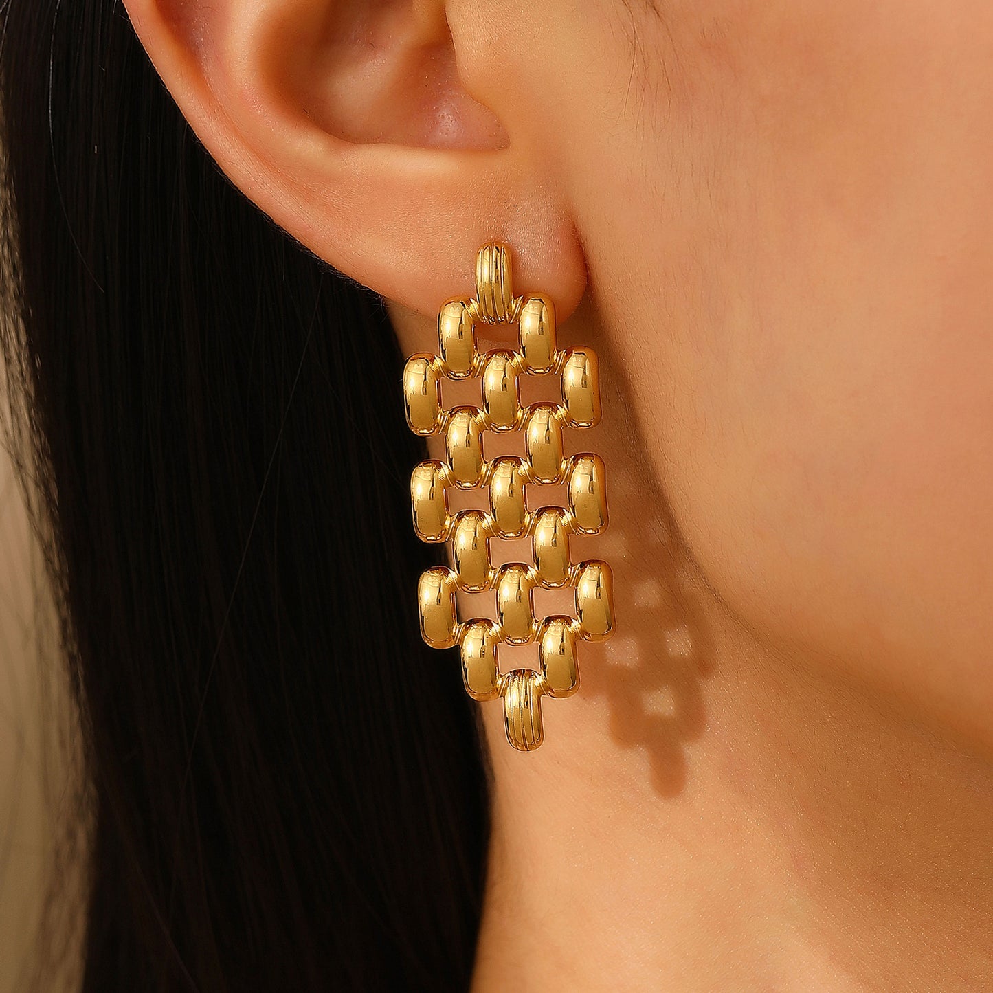 Fashion Gold Stainless Steel Ear Vintage Earrings