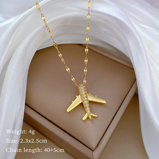 Women's Aircraft Light Luxury Temperament Gorgeous Full Diamond Necklaces