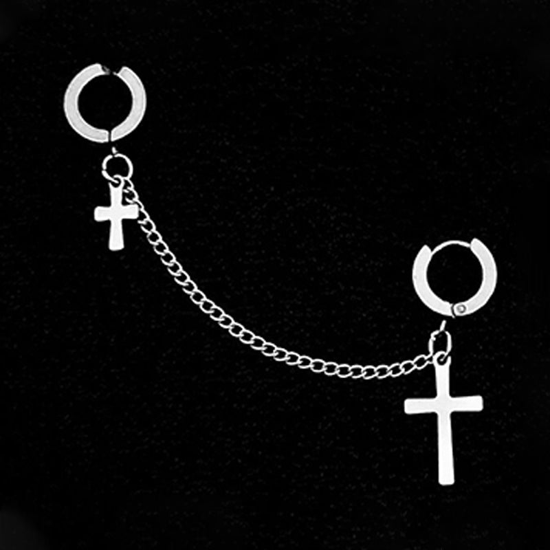 Cross Ear Chain One-piece Female Temperamental Earrings