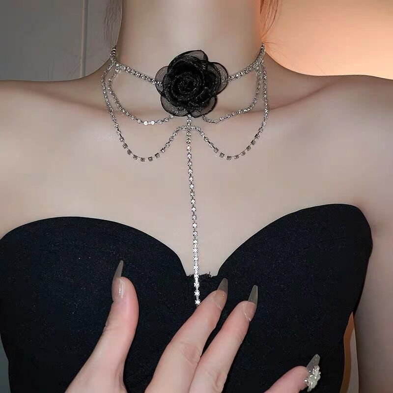 Women's Drop Tassel Pearl Double Layer Temperament Clavicle Chain Necklaces