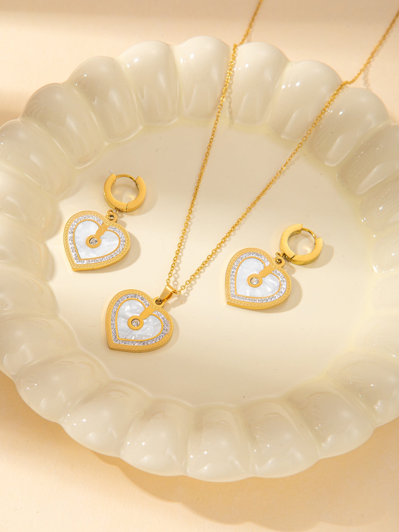 Women's Female With Hearts Zircon Light Luxury Design Earrings