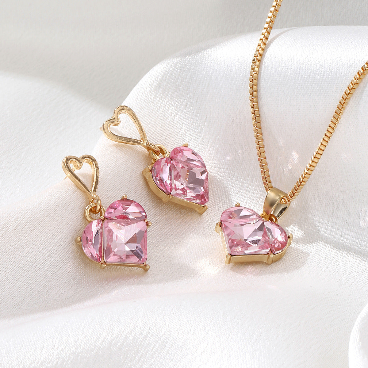 Peach Heart Suite High-grade Versatile Design Light Luxury Jewelry Set