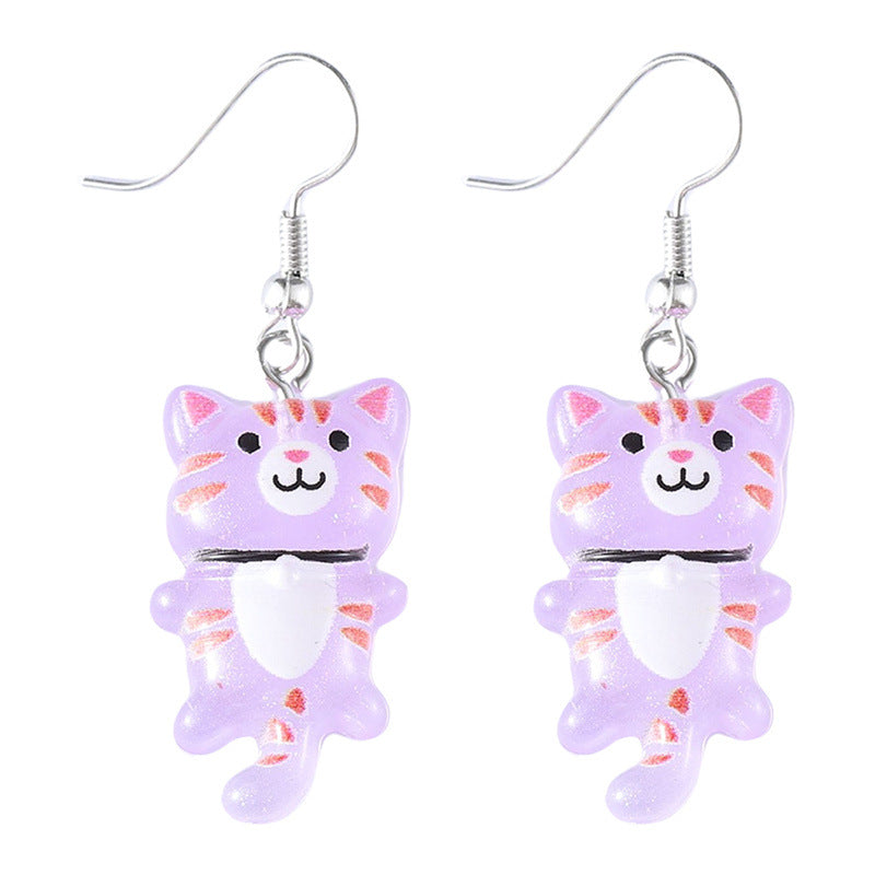 Tail Kitty Small Cute Fun Animal Earrings