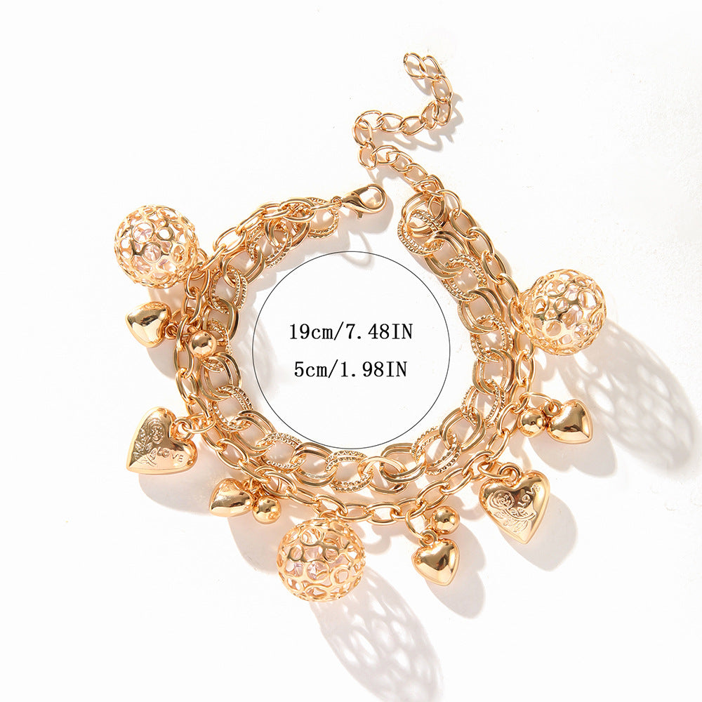 Hollow Ball Love Electroplated Gold Personalized Bracelet