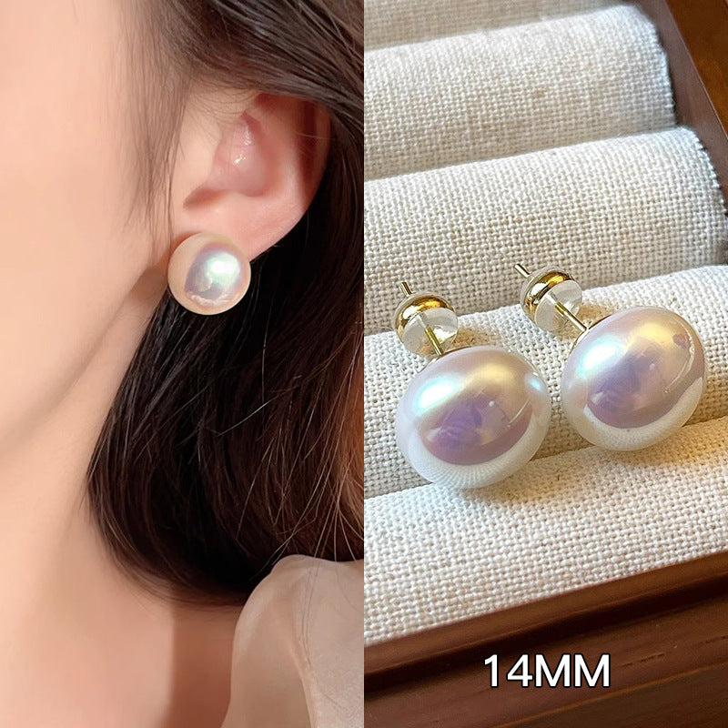 Bread Pearl Sier Needle Temperament Light Earrings