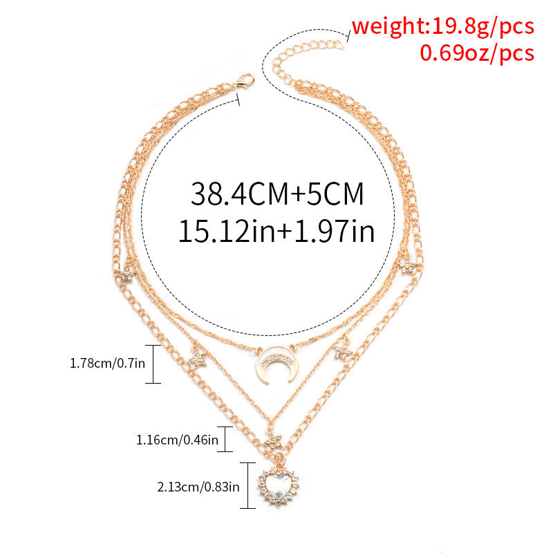 Women's Love Moon Crystal Simple Cold Style Versatile Necklaces