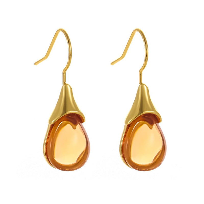 Imitation Cat's Eye Four-color Simple Jewel Earrings