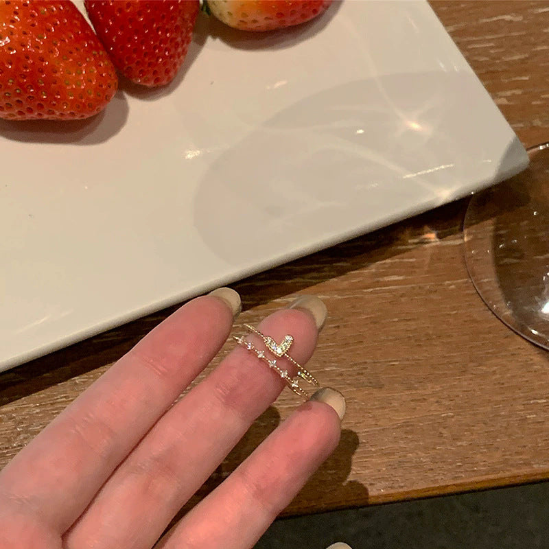 Women's Open High-grade Light Luxury Pearl Forefinger Niche Design Rings