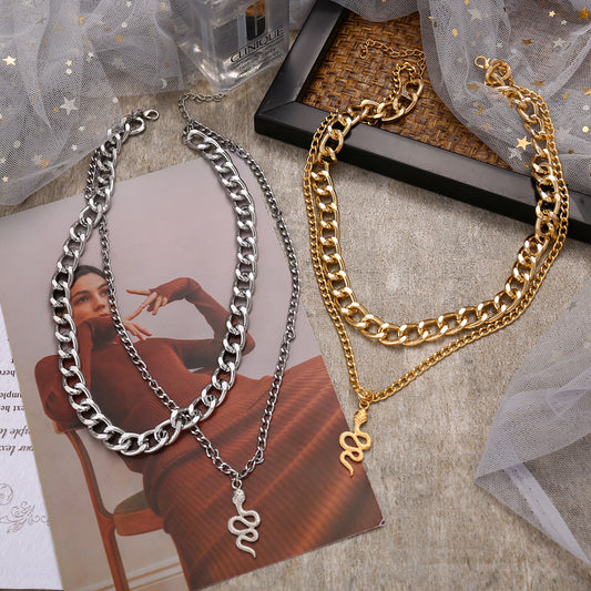 Snake Creative Unique Punk Style Thick Straps Clavicle Necklaces