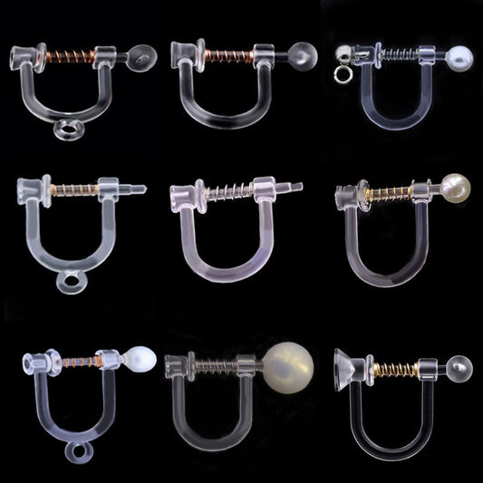 Handmade Change Transparent Resin Pearls U-shaped Ear Clip
