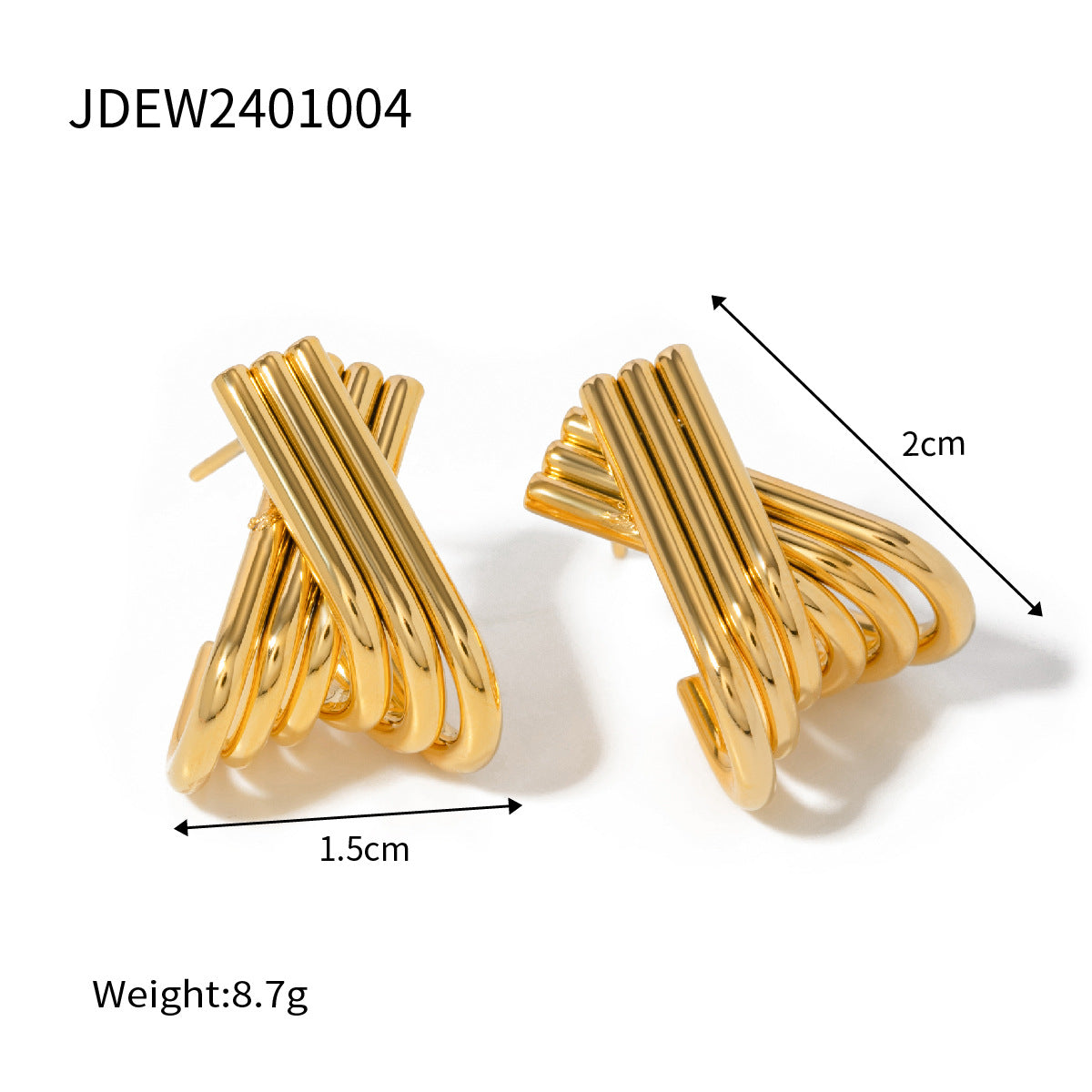 Wind Graceful Fashionable Gold Stainless Steel Earrings